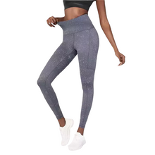 Load image into Gallery viewer, Womens Workout Fitness Light Weight Breathable Shine Reflective silver speckles High Waist Length Leggings with phone pocket

