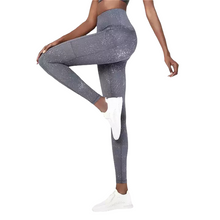 Load image into Gallery viewer, Womens Workout Fitness Light Weight Breathable Shine Reflective silver speckles High Waist Length Leggings with phone pocket
